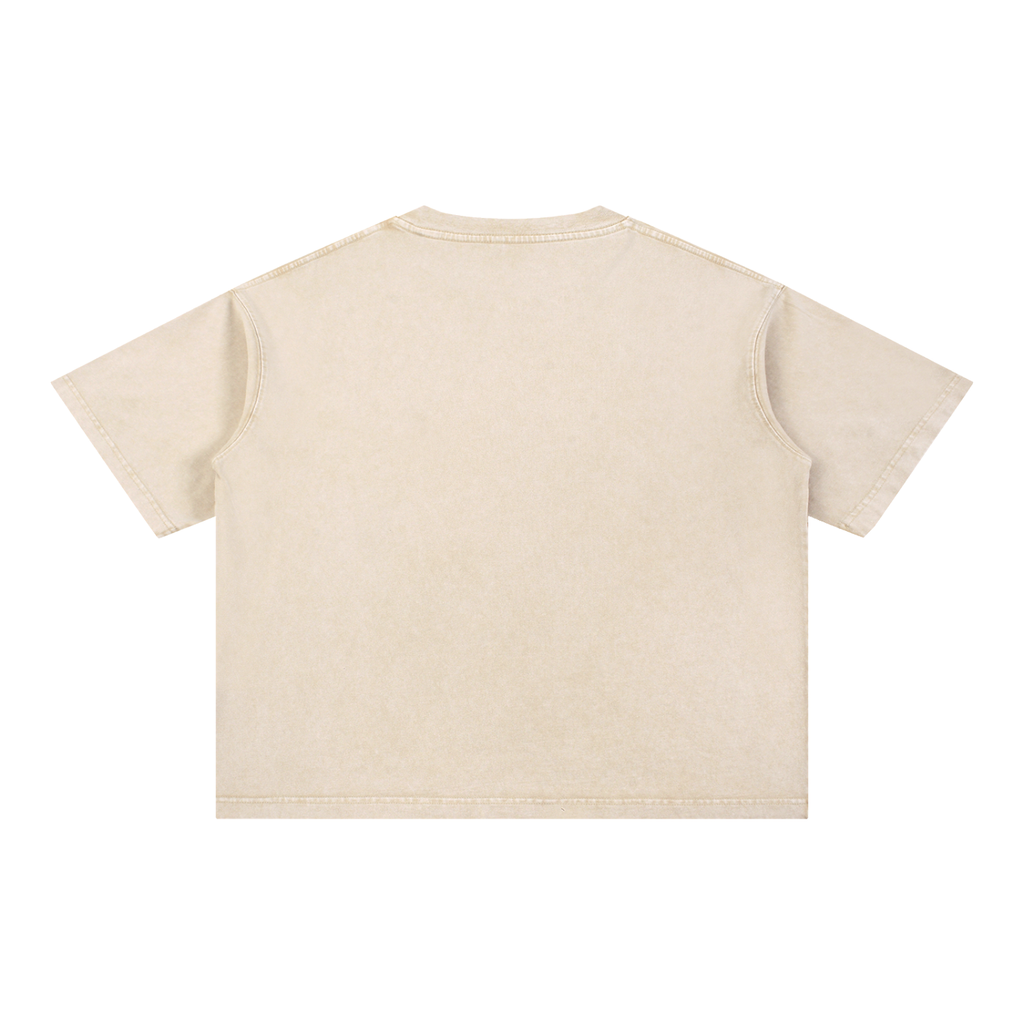 Mineral Wash Boxy Cotton T-Shirt "Connection x Real Roses"