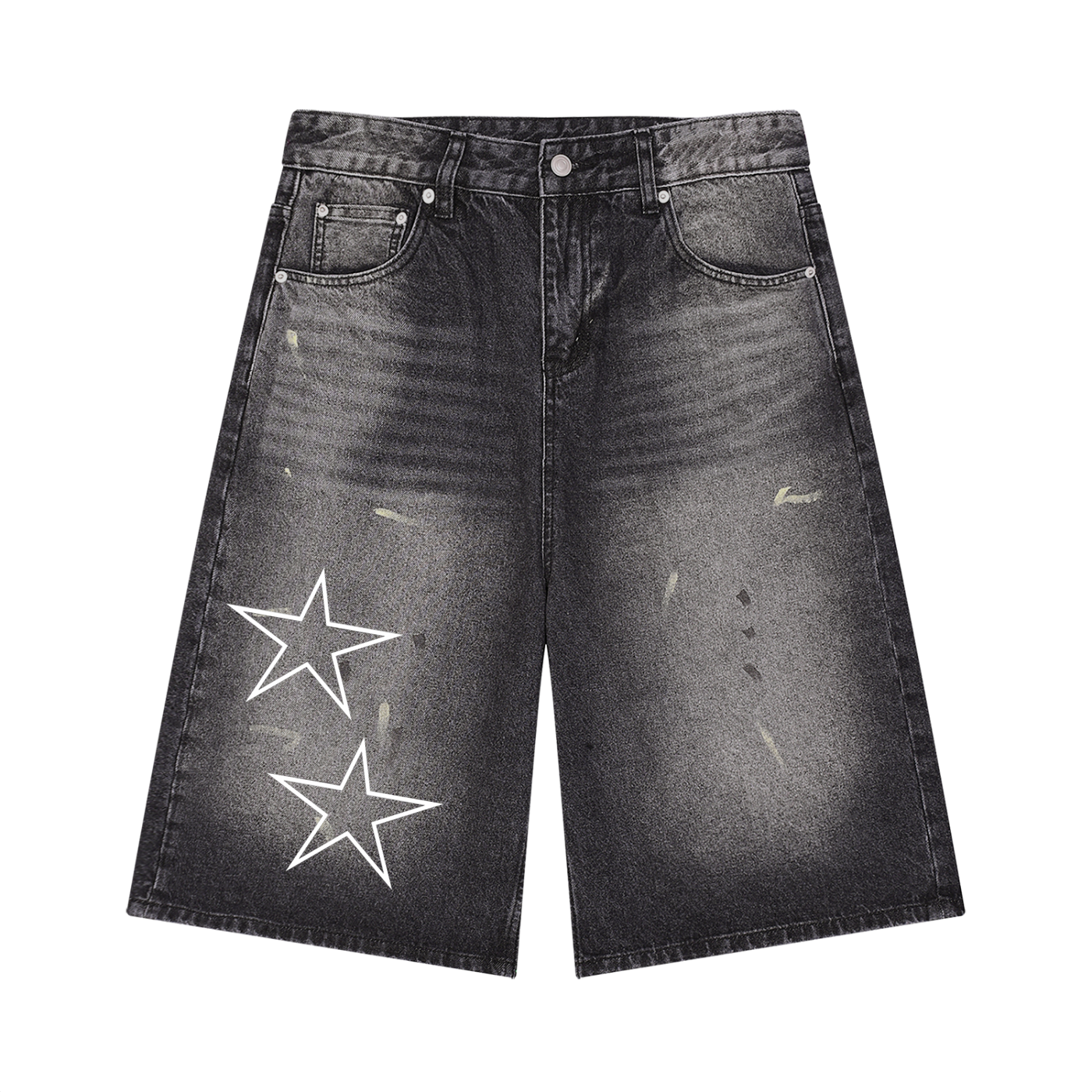 Men’s Vintage Wash Wide Leg Denim Shorts "Roses x STARS"