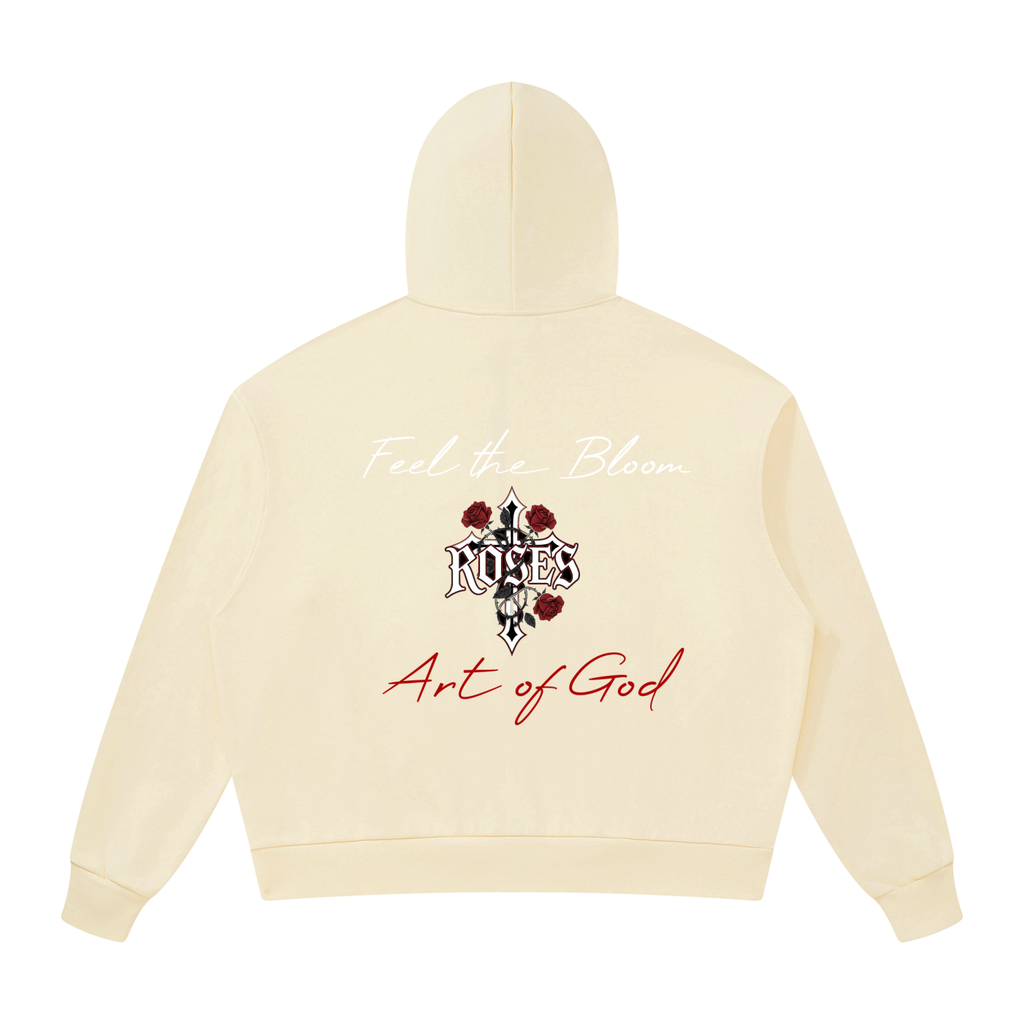 Unisex Drop Shoulder Full Zip Hoodie "Real Roses x Art of God x Feel the Bloom"
