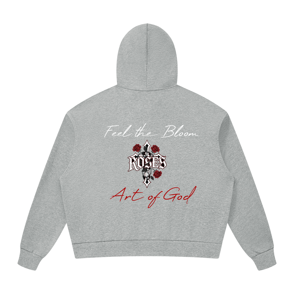 Unisex Drop Shoulder Full Zip Hoodie "Real Roses x Art of God x Feel the Bloom"