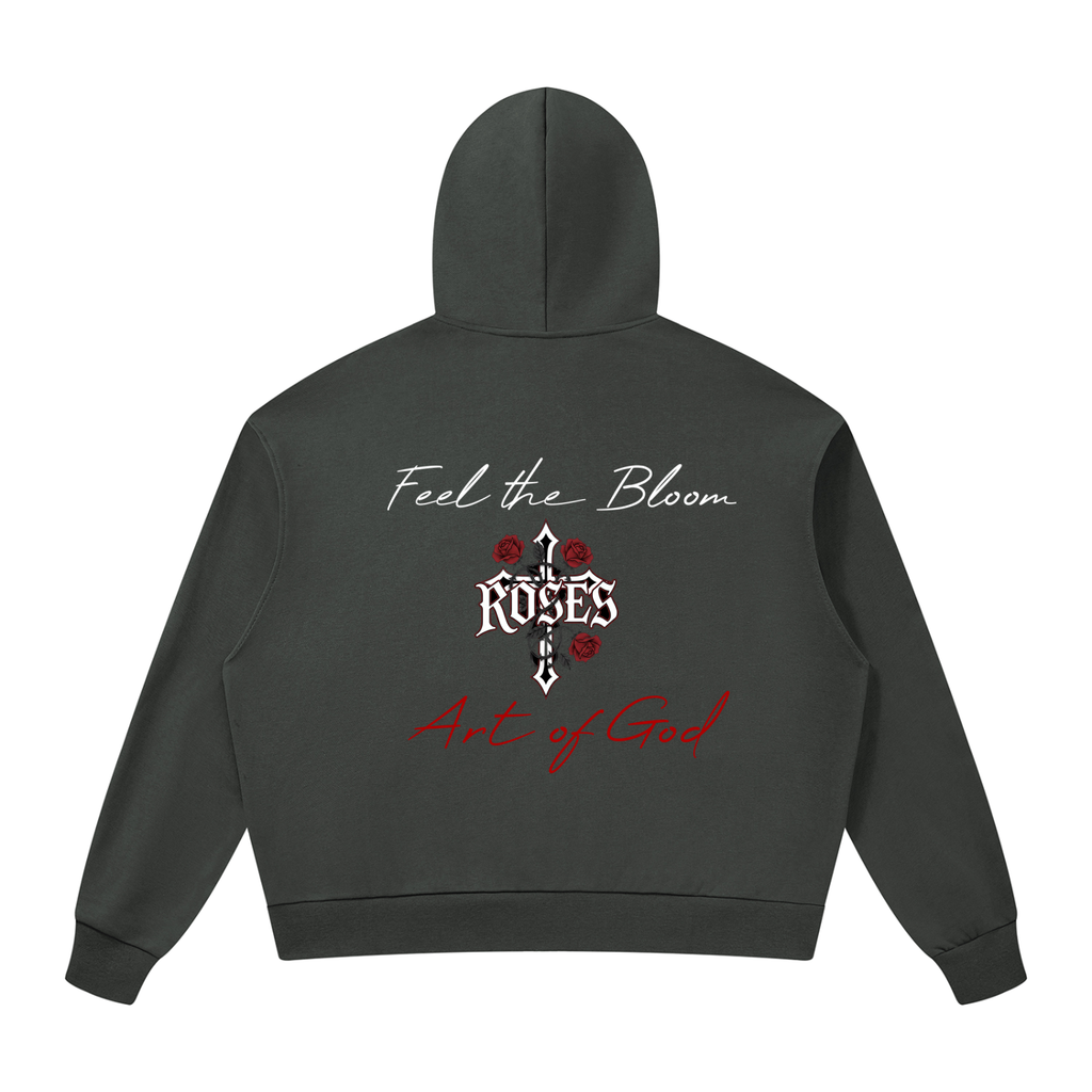 Unisex Drop Shoulder Full Zip Hoodie "Real Roses x Art of God x Feel the Bloom"