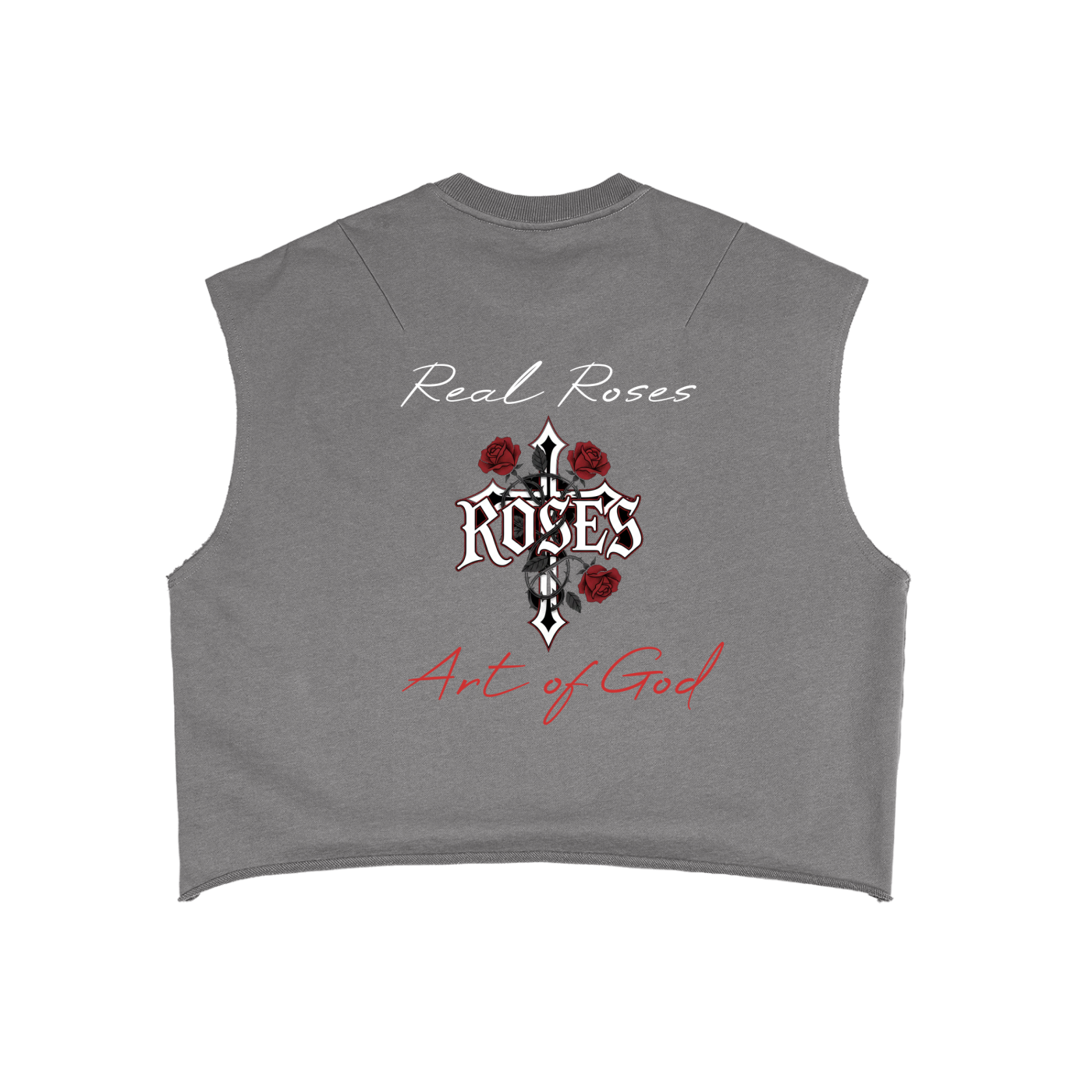 French Terry Boxy Tank Top "Real Roses x Art of God"