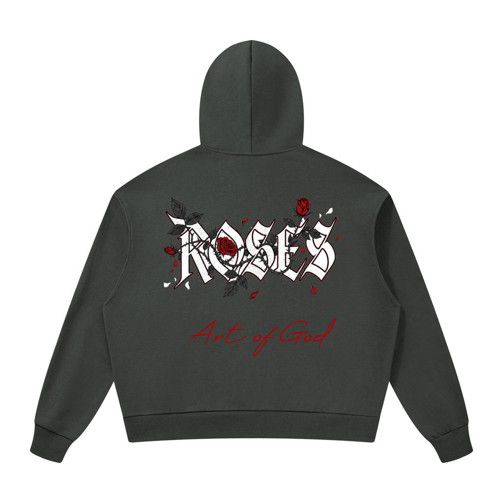 Unisex Drop Shoulder Full Zip Hoodie "Real Roses x Art of God"
