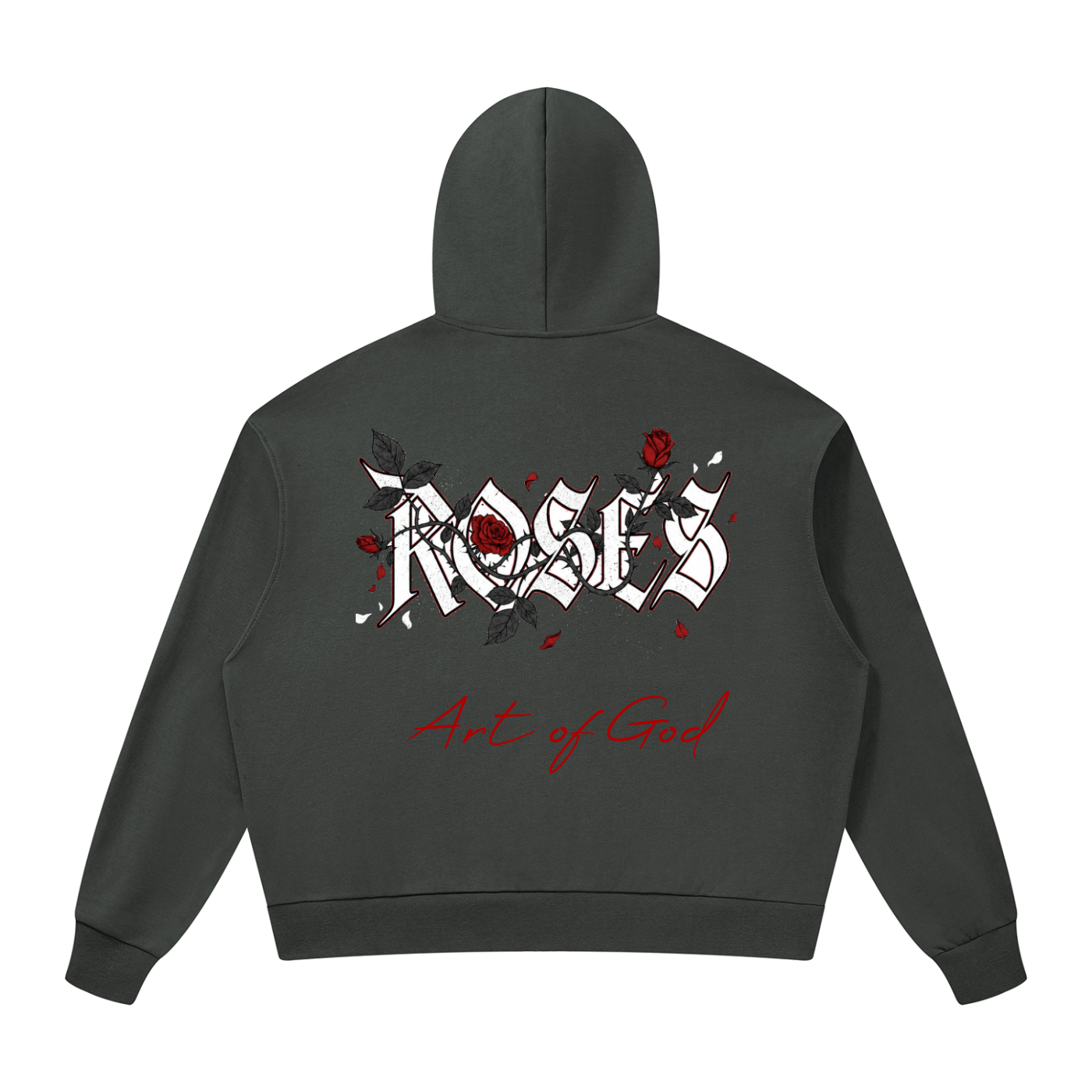 Unisex Drop Shoulder Full Zip Hoodie "Real Roses x Art of God"
