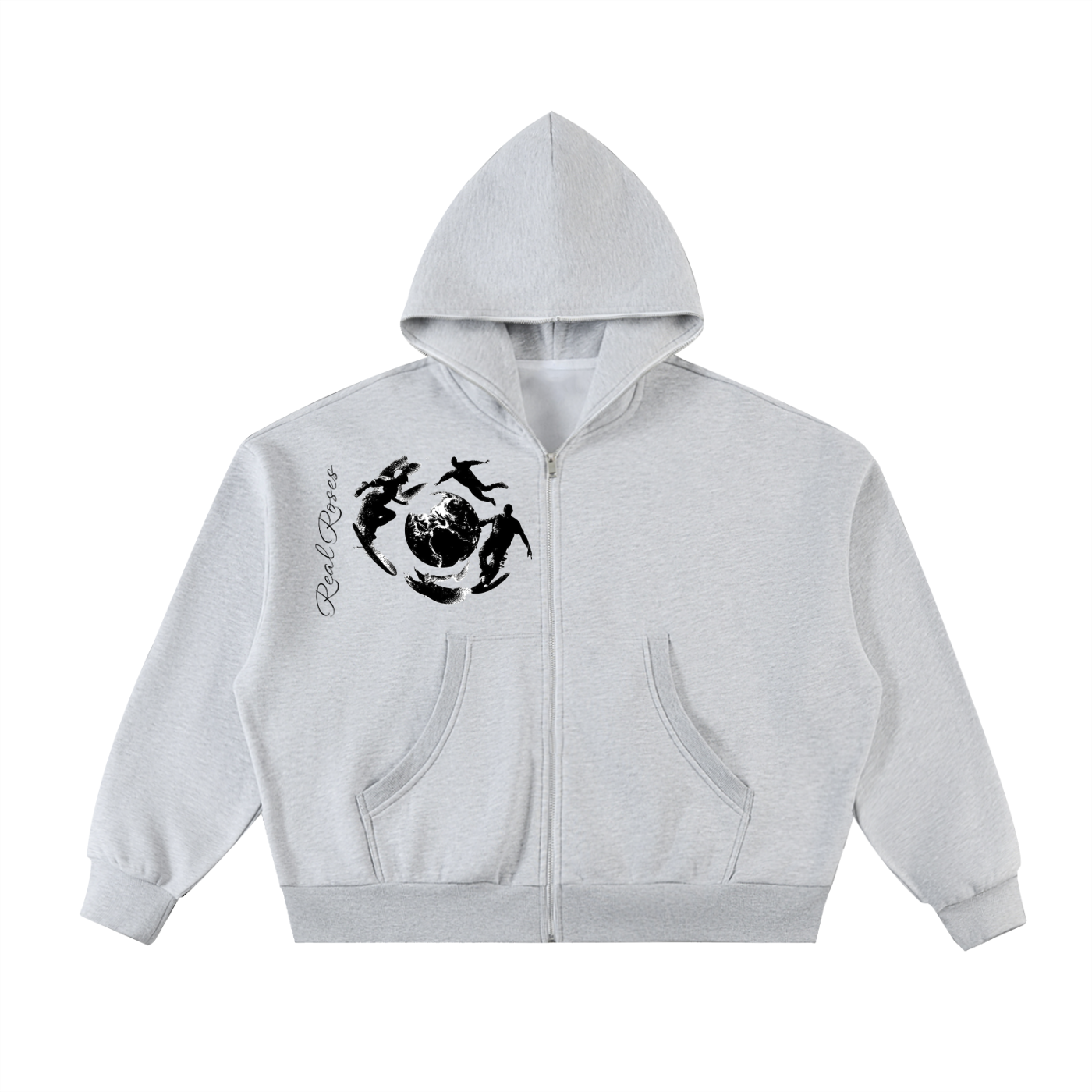 Fleeced Full-Zip Boxy Hoodie "WORD x THERMAL"