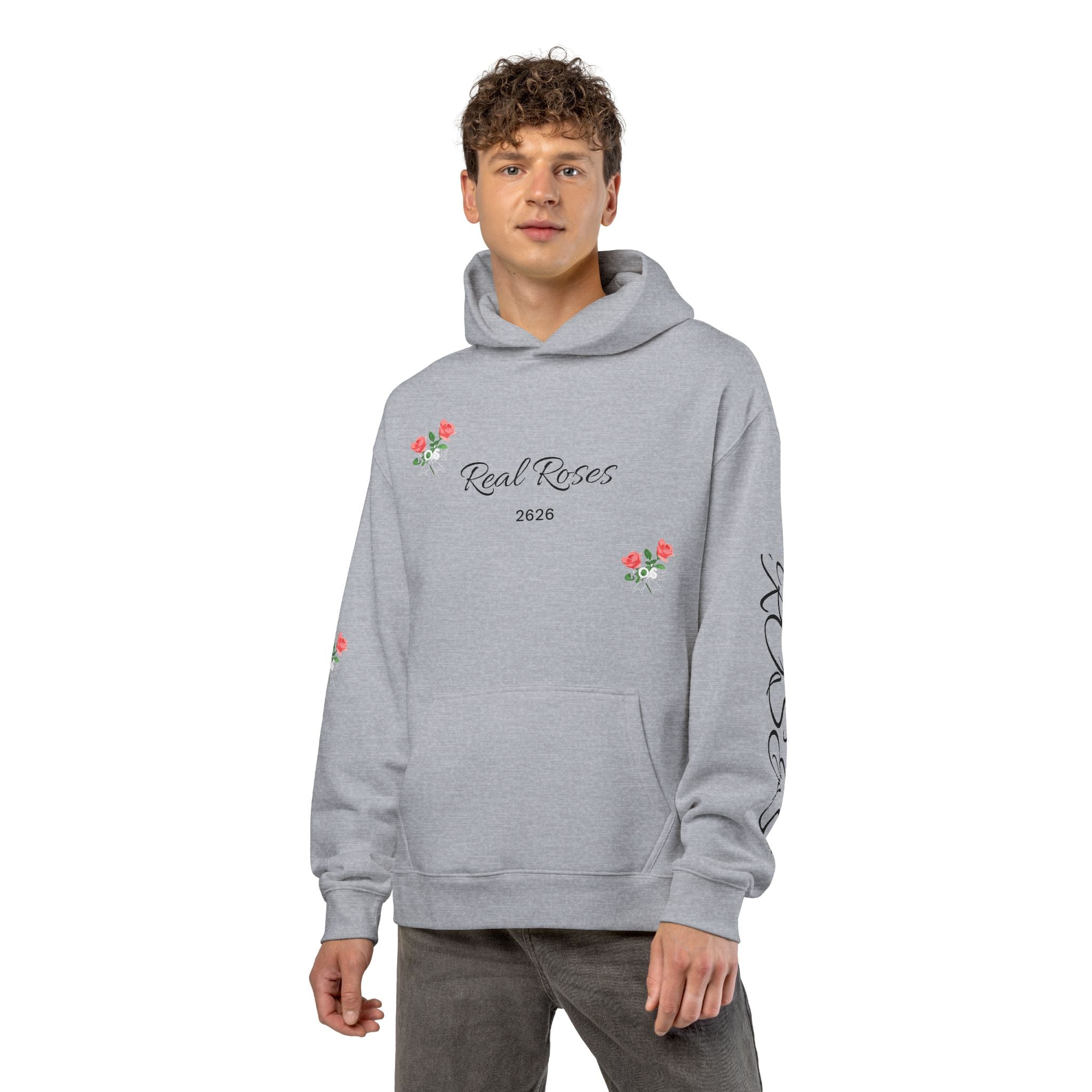 Floral "Real Roses 2028" Relaxed Hoodie – Lightweight Rose Print Pullover