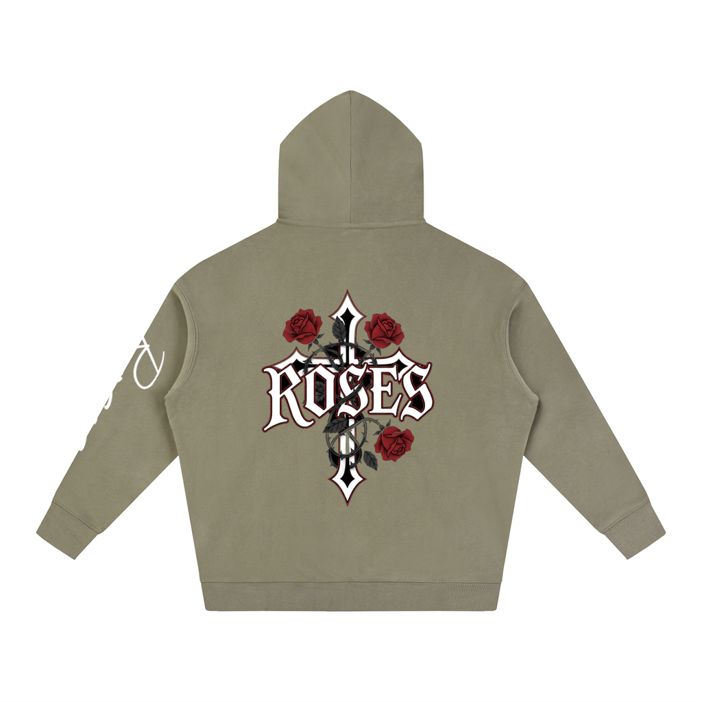 Oversize Fleeced Hoodie "Real Roses"