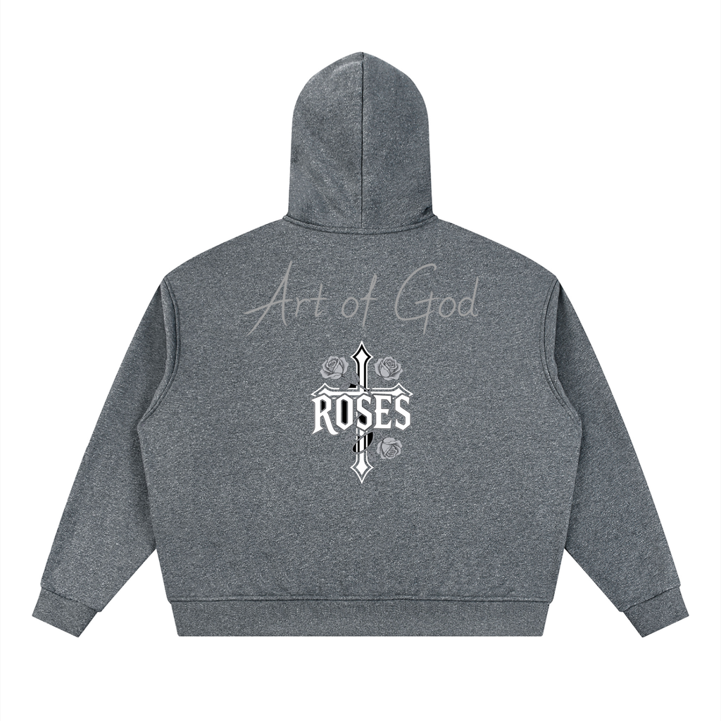 Unisex Sparkles Full Zip Boxy Hoodie "Art of God X Real Roses"