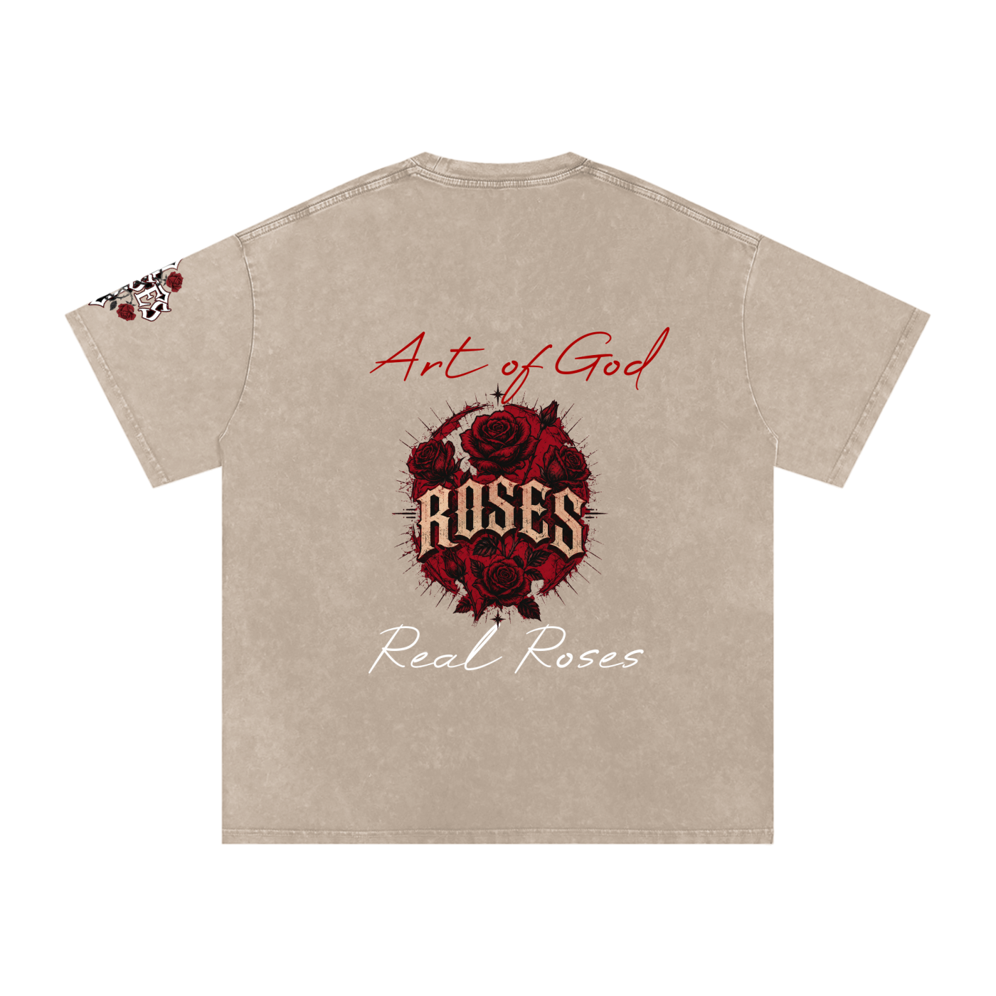 Snow Washed Oversized Cotton T-Shirt "Real Roses x Art of God"