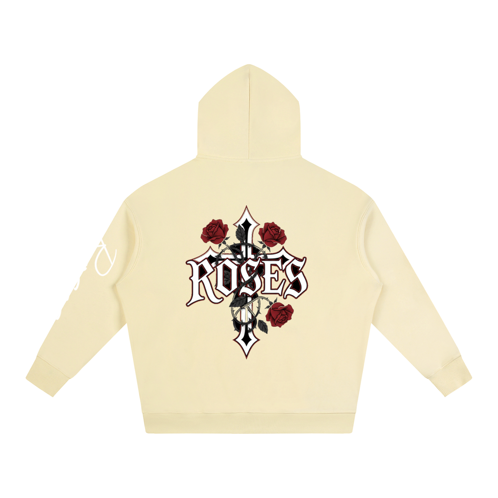 Oversize Fleeced Hoodie "Real Roses"