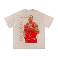 Snow Washed Oversized Cotton T-Shirt " D ROSES x Real Roses " Full Color