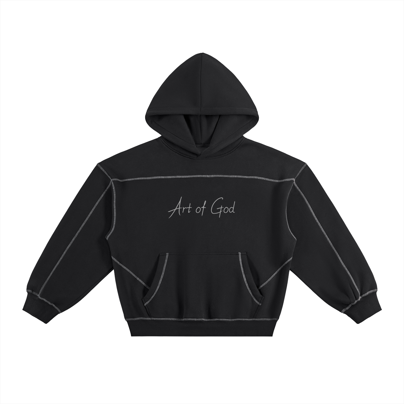 Contrast-Stitched Boxy Fleece Hoodie : " The Rose x Art of God"