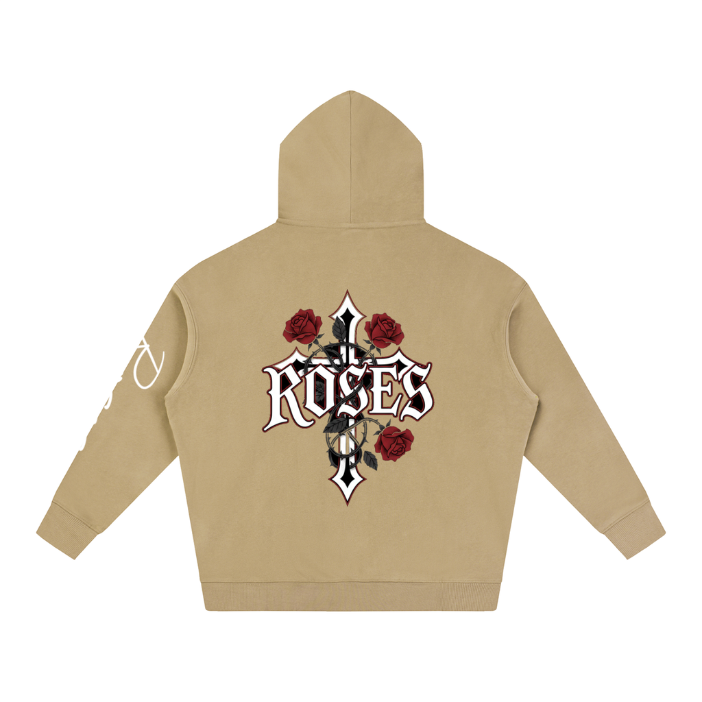 Oversize Fleeced Hoodie "Real Roses"