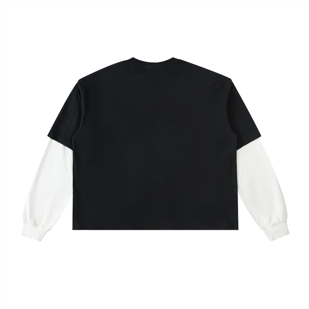 Layered Contrast Sleeve Cotton T-Shirt " The Rose"