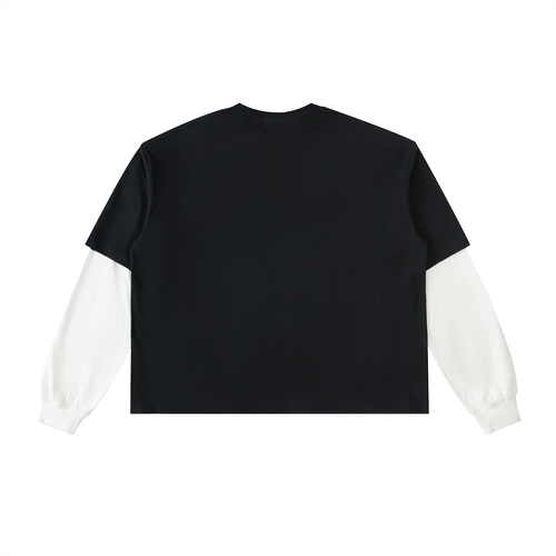 Layered Contrast Sleeve Cotton T-Shirt " The Rose"