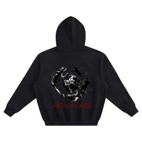 Fleeced Boxy Hoodie "GLOBE x REAL ROSES"