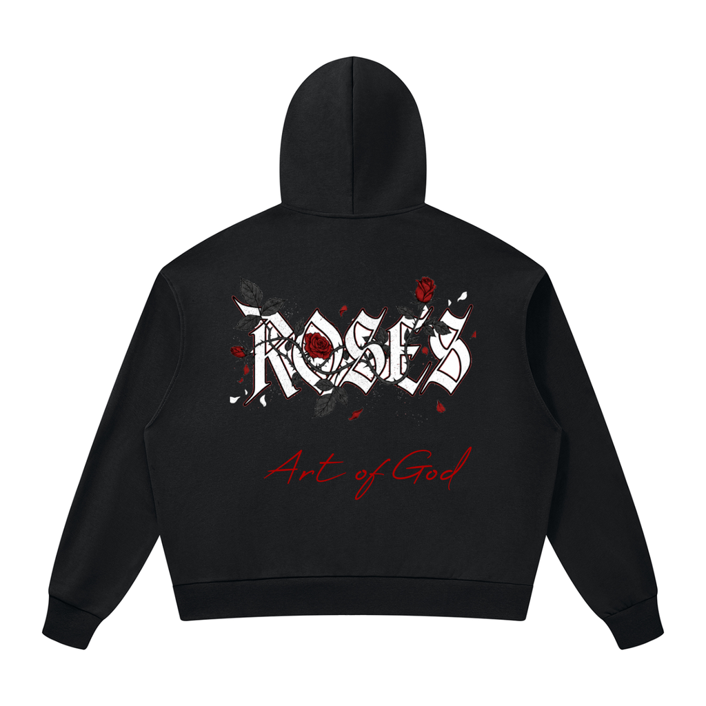 Unisex Drop Shoulder Full Zip Hoodie "Real Roses x Art of God"