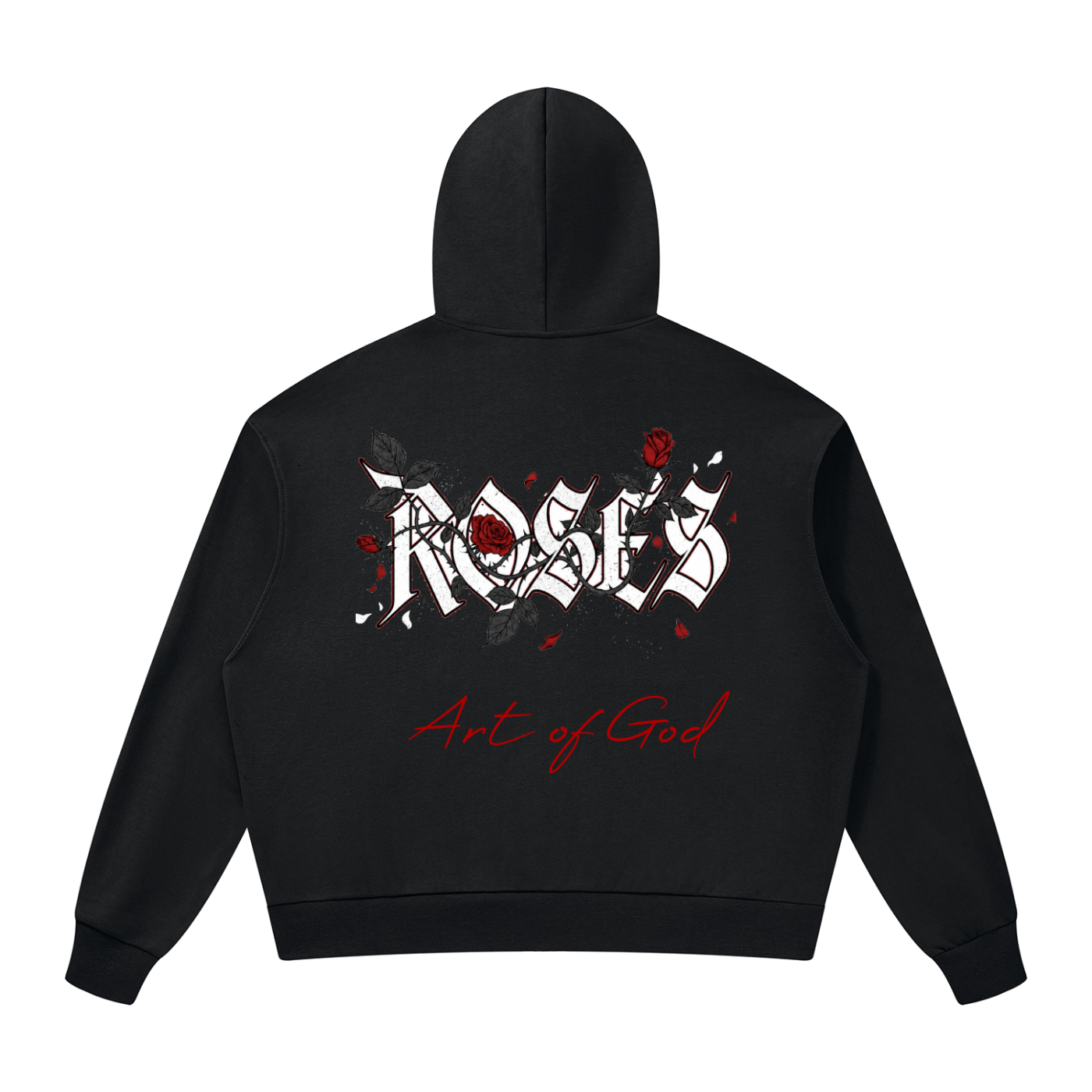 Unisex Drop Shoulder Full Zip Hoodie "Real Roses x Art of God"