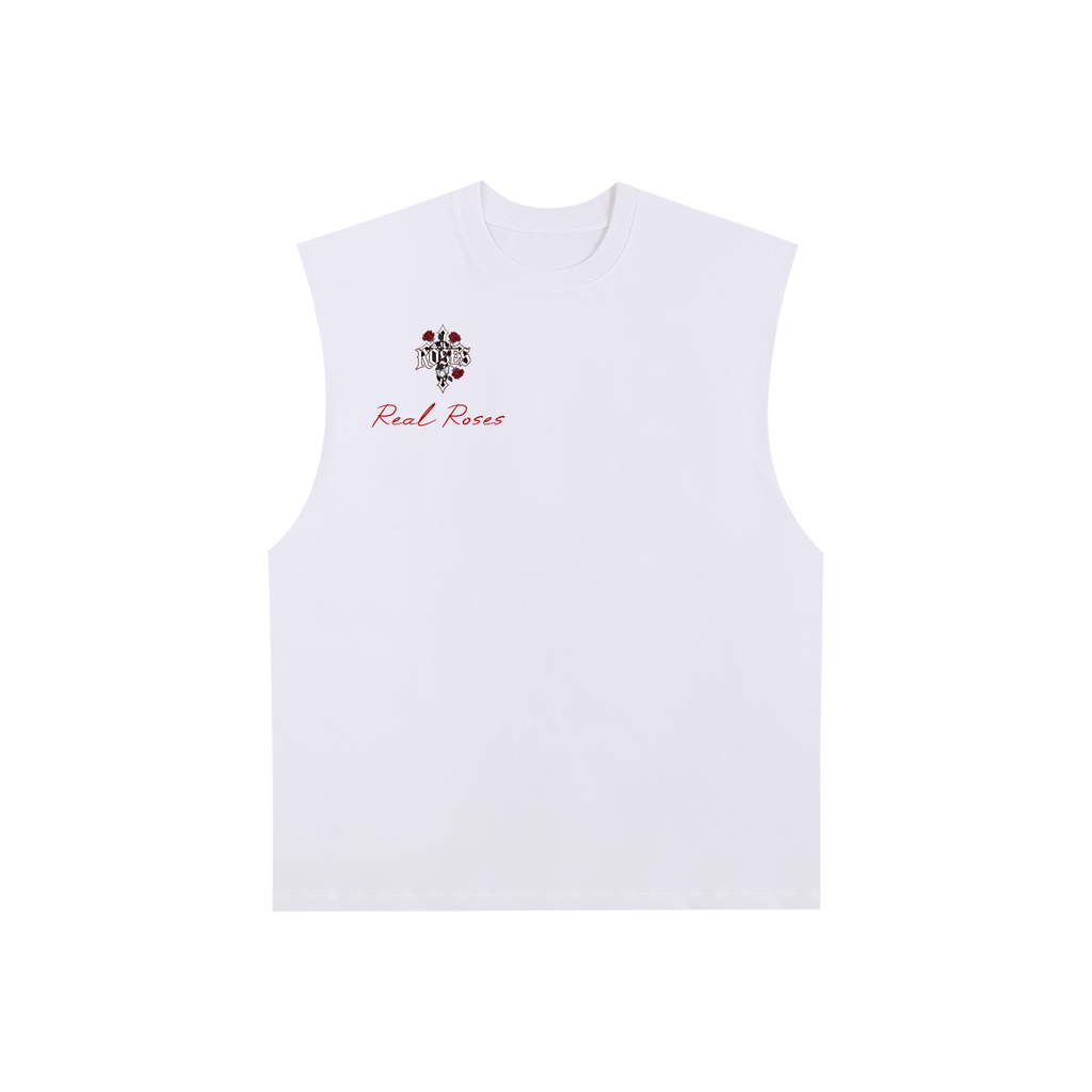 Raw Edge Cotton Tank Top "Real Roses x Art of God"