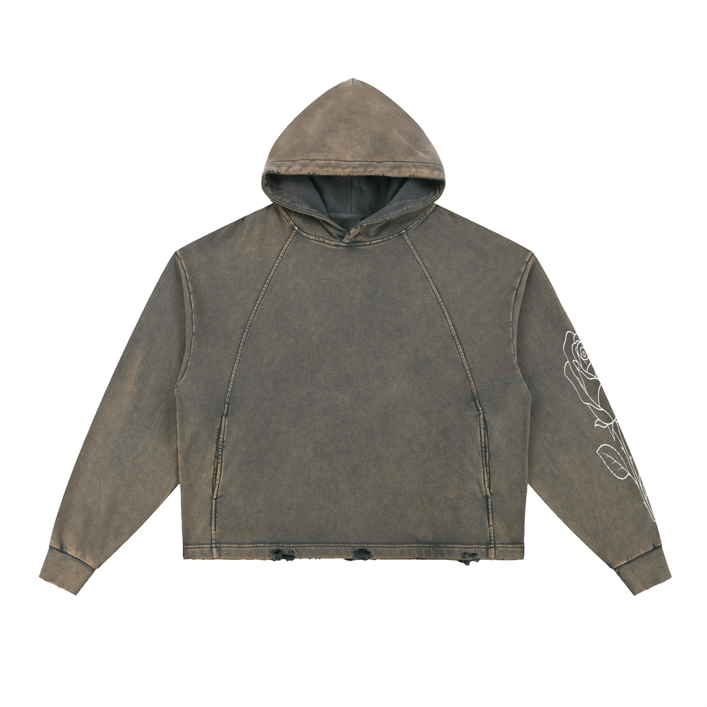 Vintage Washed Frayed-Hem Hoodie "whites... x Art of God x ROSE"