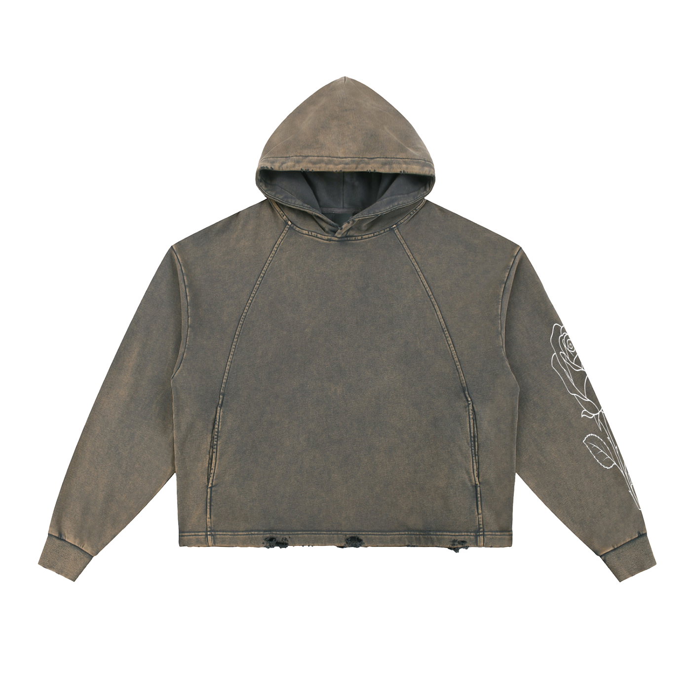 Vintage Washed Frayed-Hem Hoodie "whites... x Art of God x ROSE"