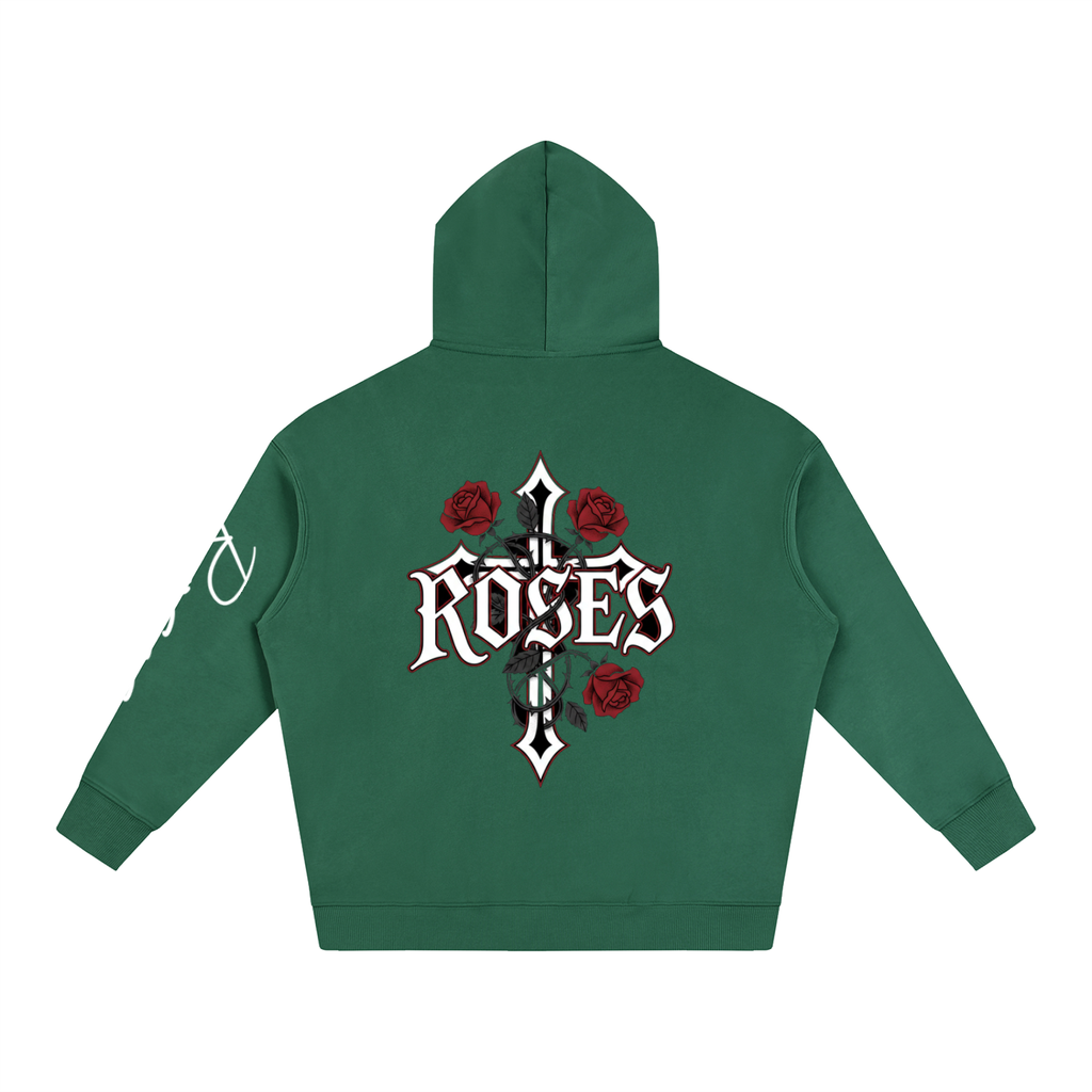 Oversize Fleeced Hoodie "Real Roses"