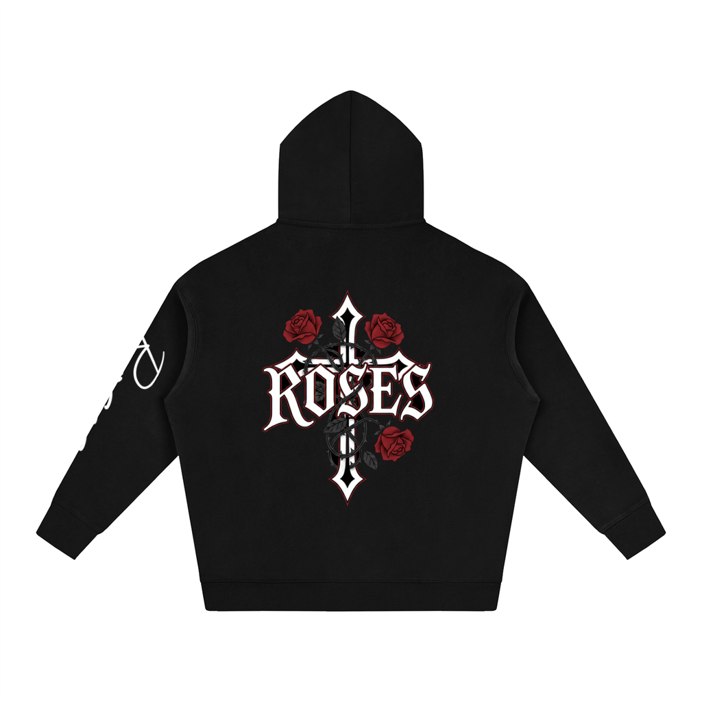 Oversize Fleeced Hoodie "Real Roses"