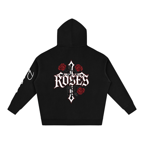 Oversize Fleeced Hoodie "Real Roses"