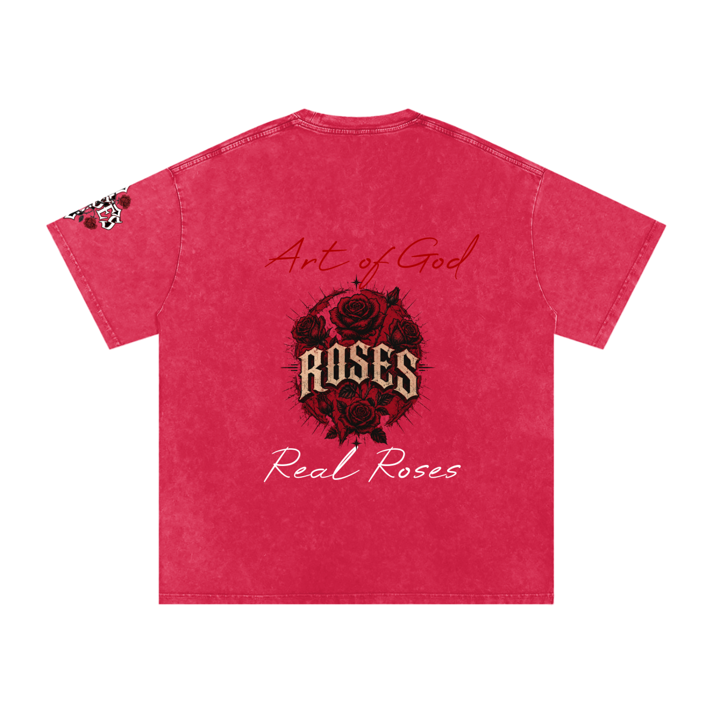 Snow Washed Oversized Cotton T-Shirt "Real Roses x Art of God"