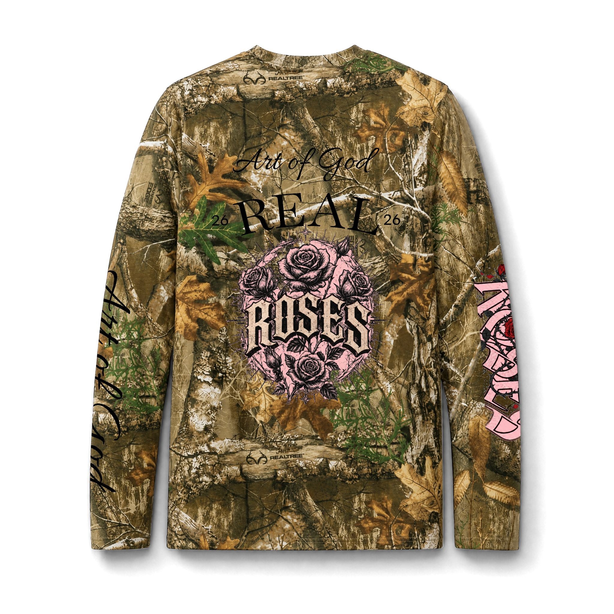 Camo Long Sleeve Tee —  "Roses X Art of God" Co. Pocket Shirt