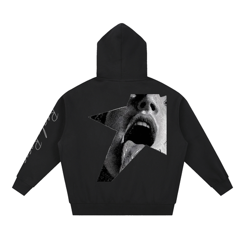 Essential Oversized Fleece Boxy Hoodie "ROSES"