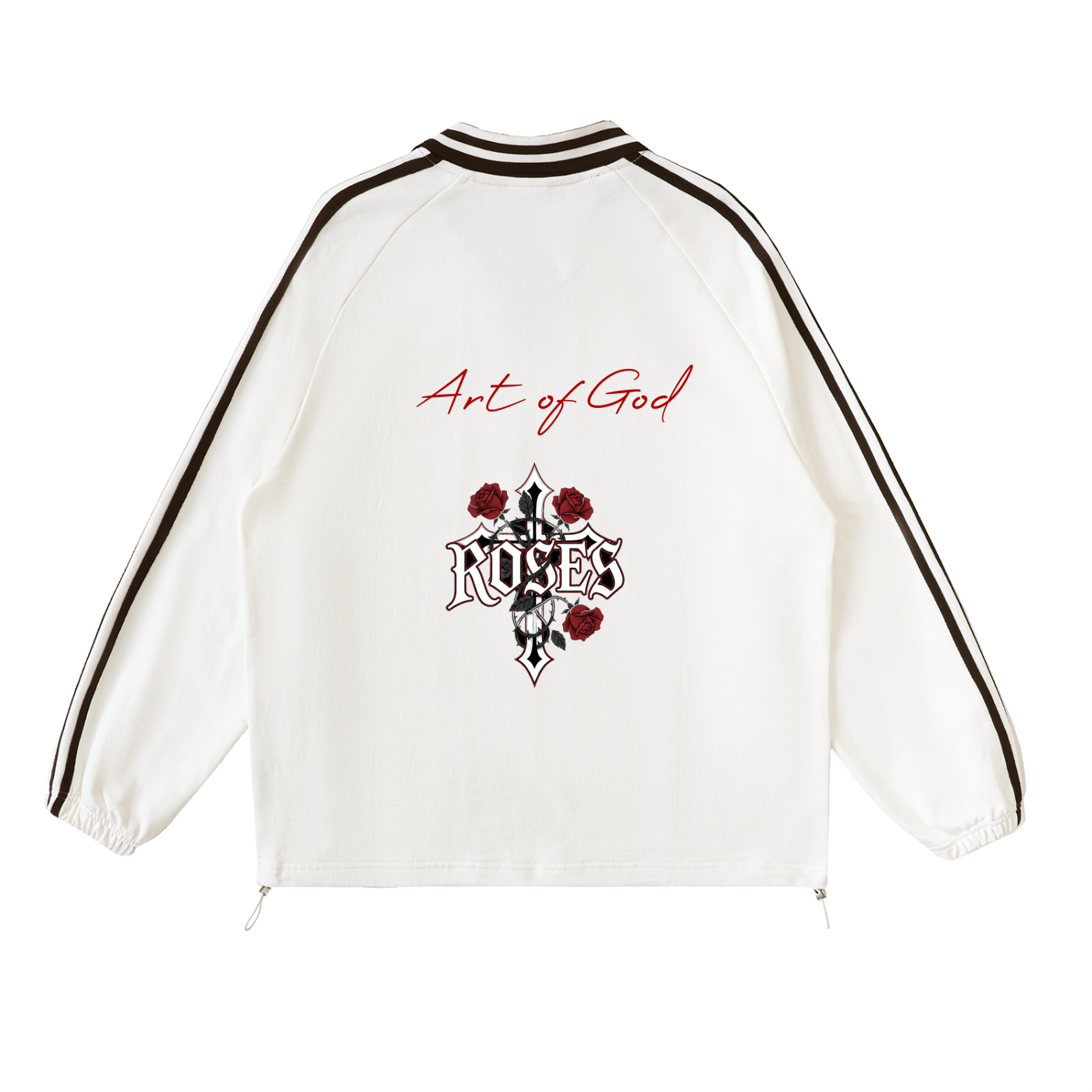 Contrast Striped Lapel Collar Sweatshirt "Real Roses x Art of God"