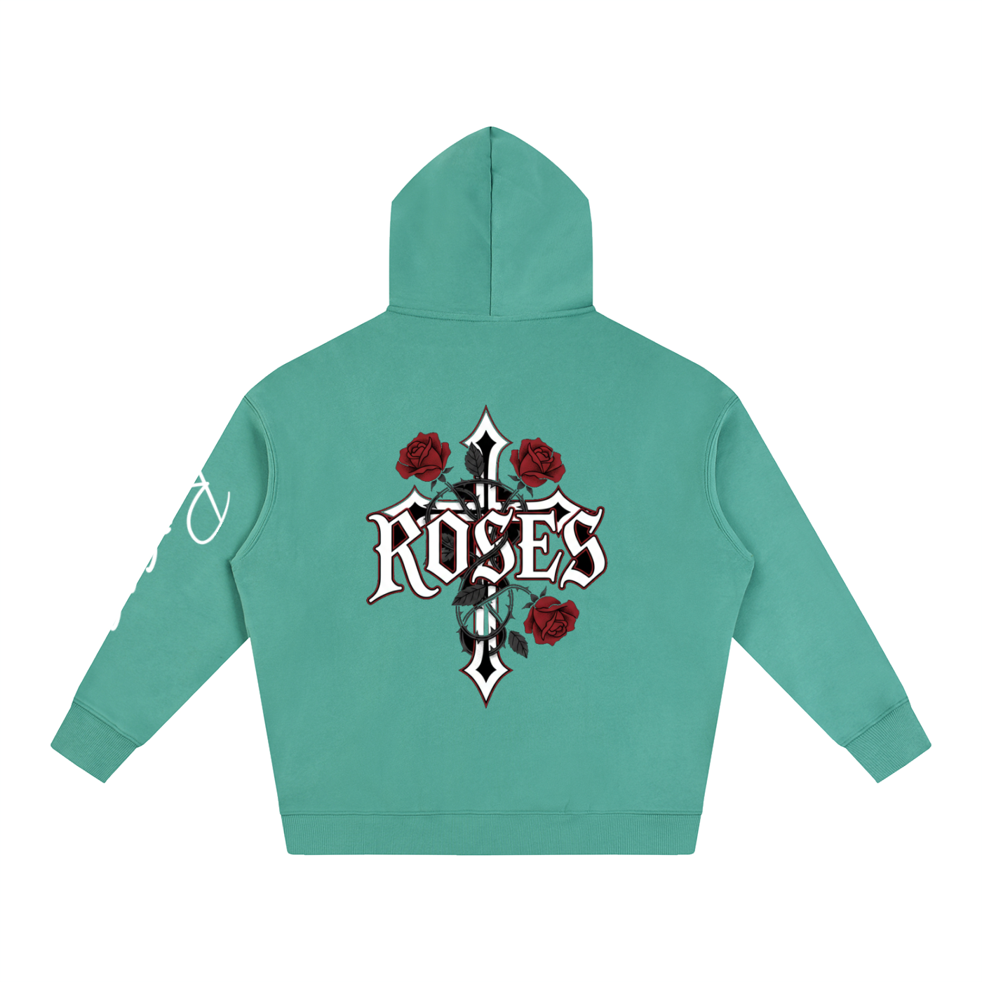 Oversize Fleeced Hoodie "Real Roses"