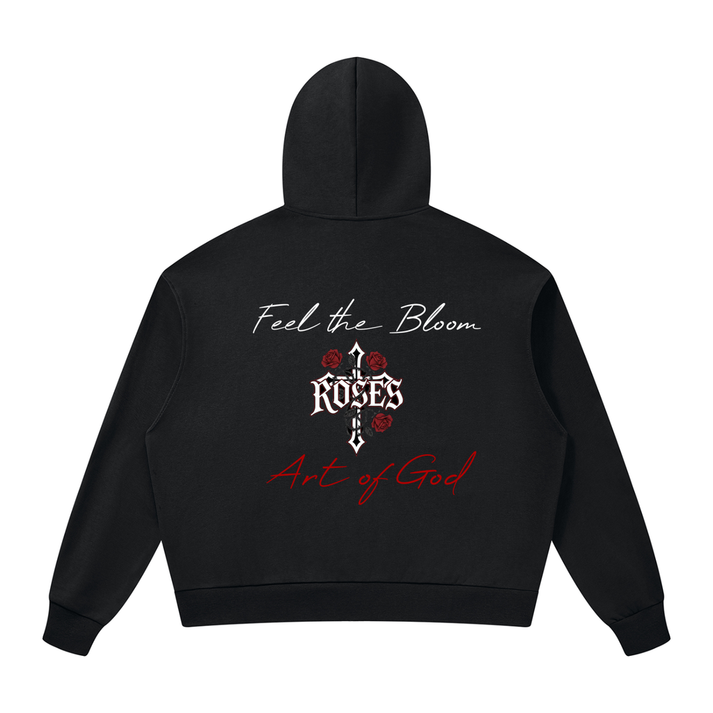 Unisex Drop Shoulder Full Zip Hoodie "Real Roses x Art of God x Feel the Bloom"