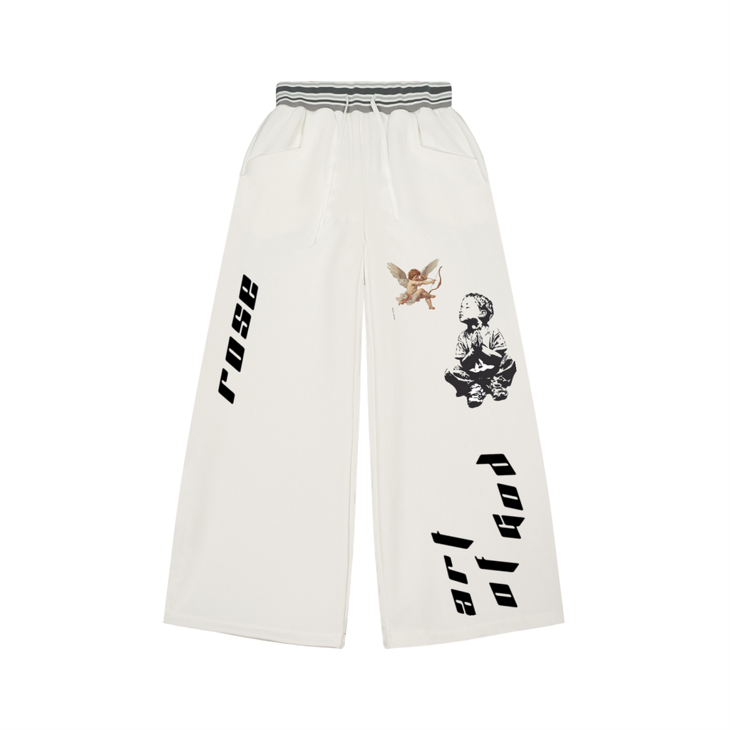 Striped Waist Wide Leg Pants "DESIGNxxxx"