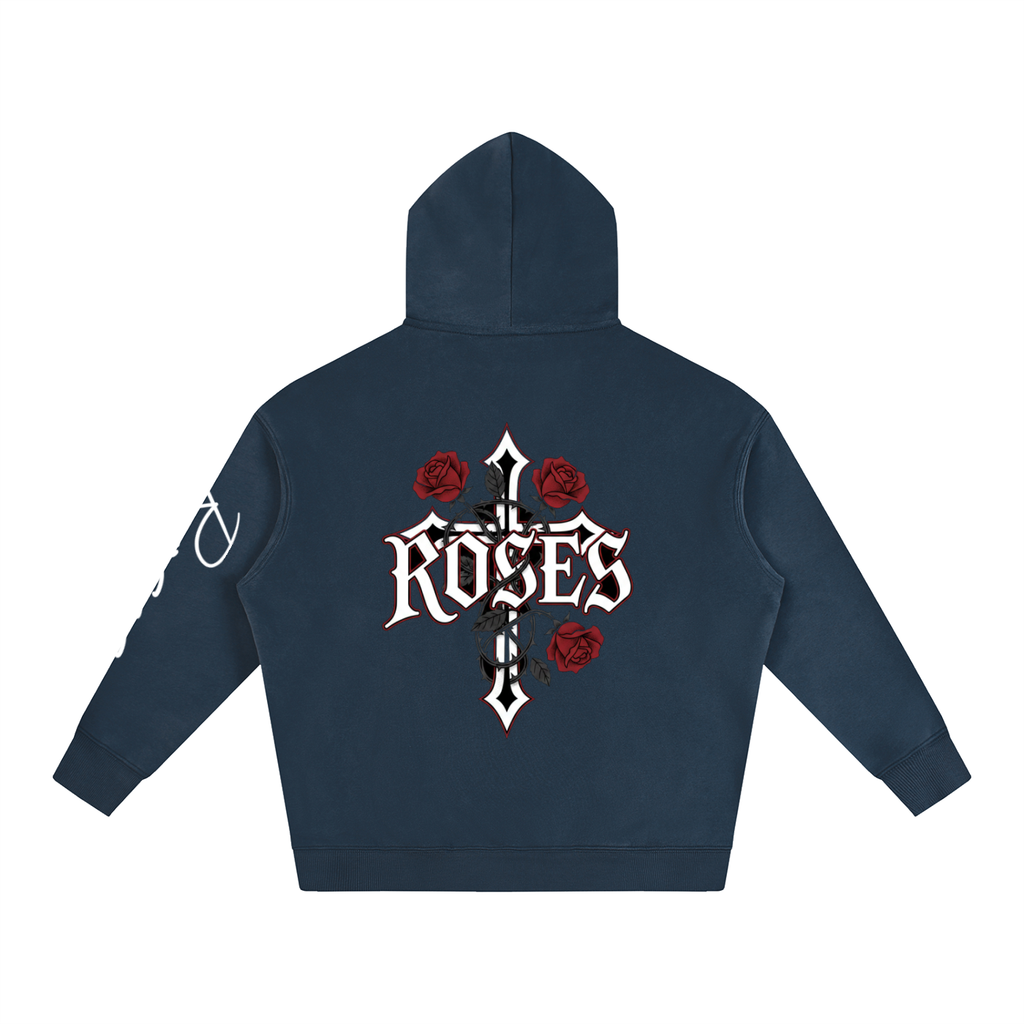 Oversize Fleeced Hoodie "Real Roses"