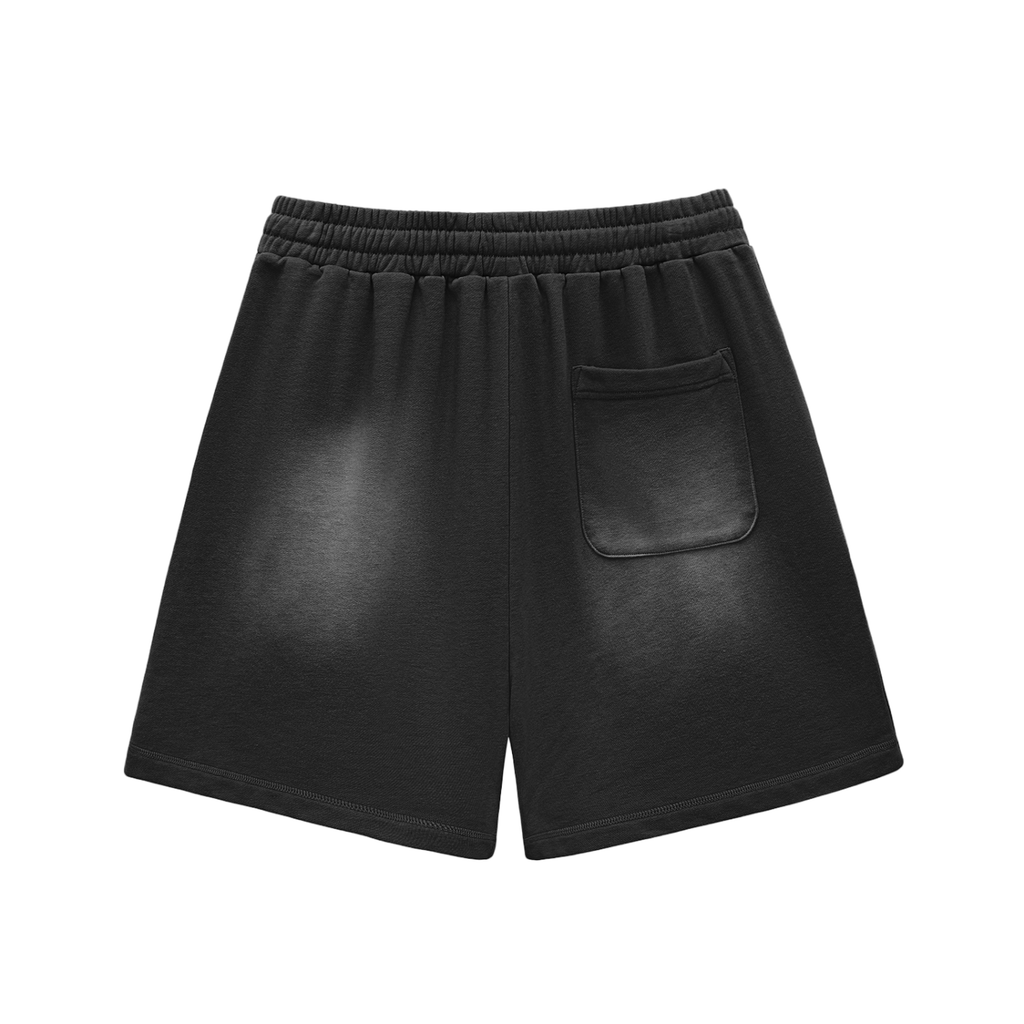Sun Fade Raw Edge Cotton Shorts "Art of God x Real Roses"
