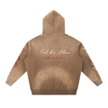 Vintage Washed Frayed Fleece Hoodie