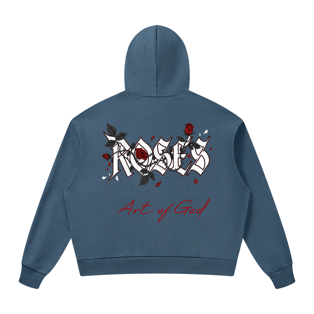 Unisex Drop Shoulder Full Zip Hoodie "Real Roses x Art of God"