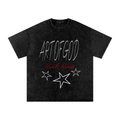 Snow Washed Oversized Cotton T-Shirt " Art of God x Real Roses x STARS"