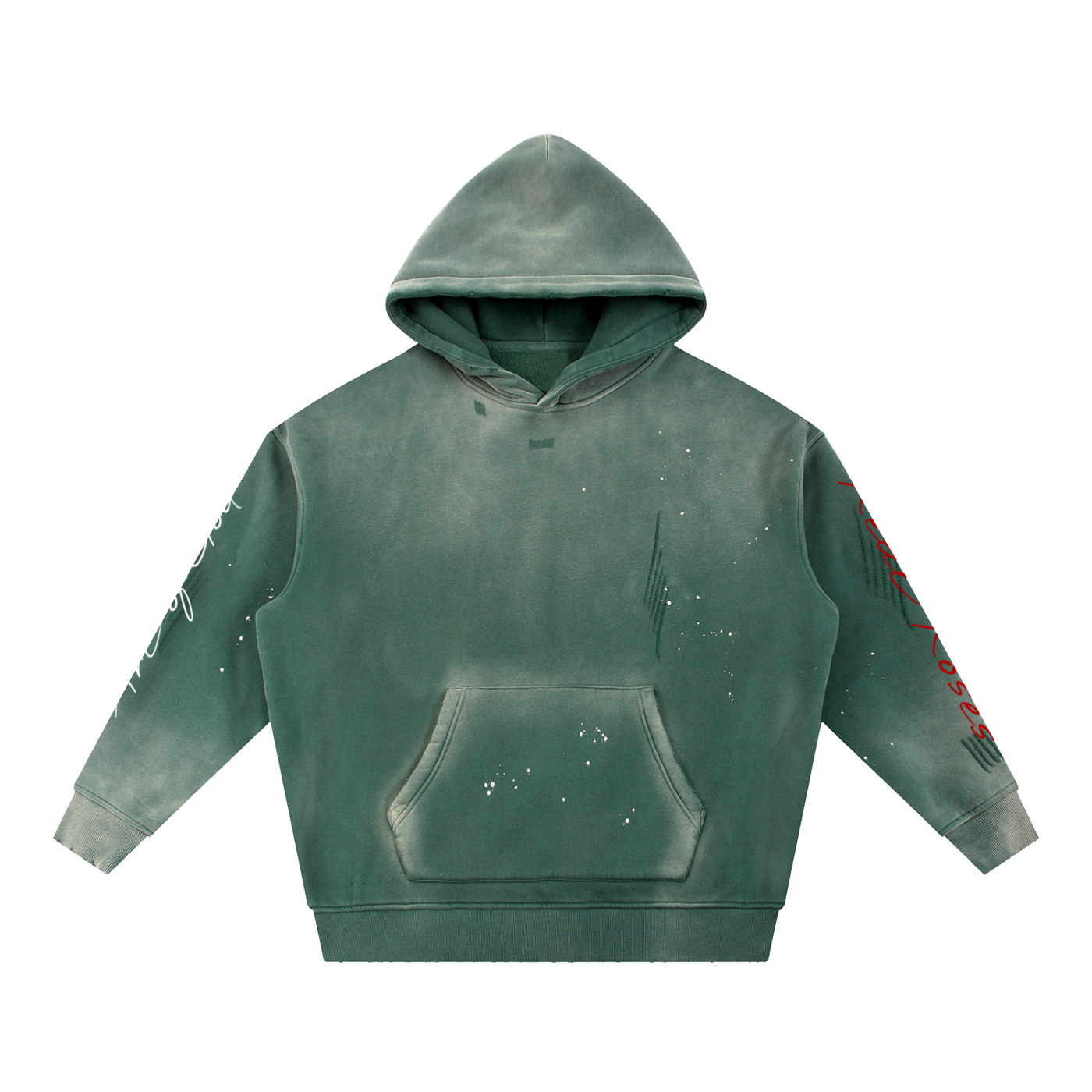 Vintage Washed Frayed Fleece Hoodie " Art of God Feel the Bloom x Real Roses"