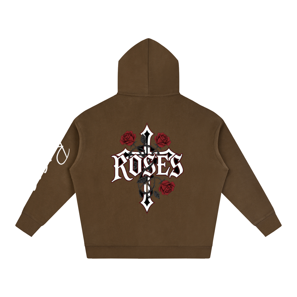 Oversize Fleeced Hoodie "Real Roses"