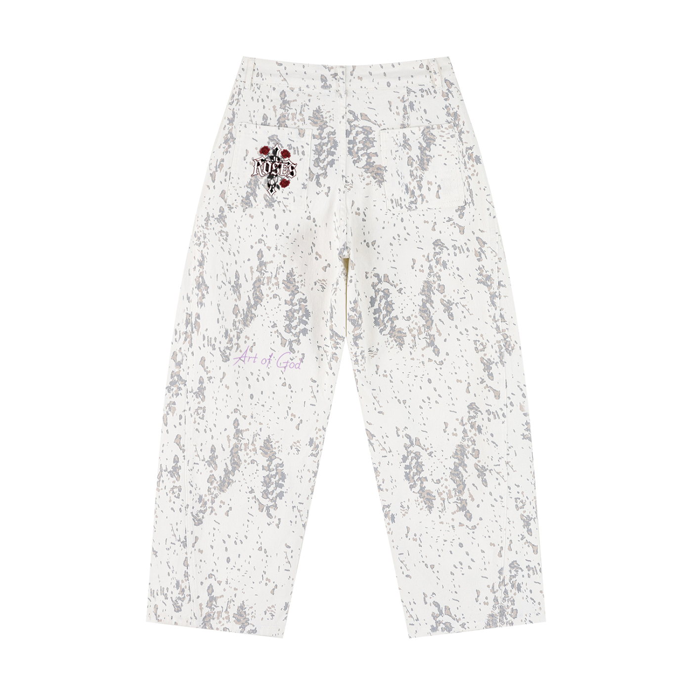 Women's Splatter Barrel Leg Jeans "Art of God"