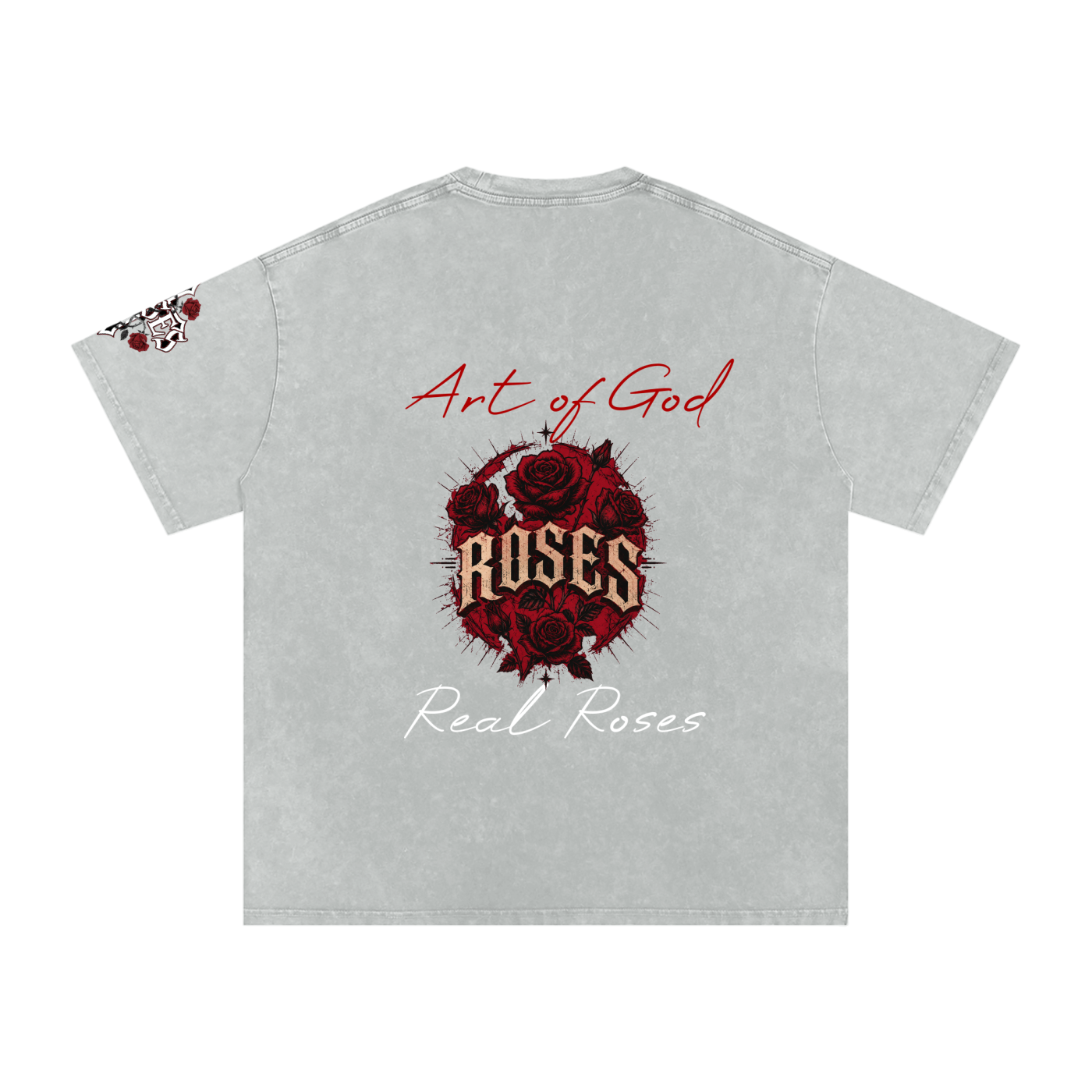 Snow Washed Oversized Cotton T-Shirt "Real Roses x Art of God"
