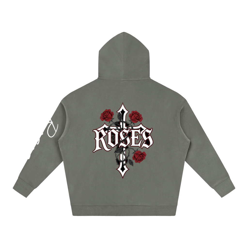 Oversize Fleeced Hoodie "Real Roses"