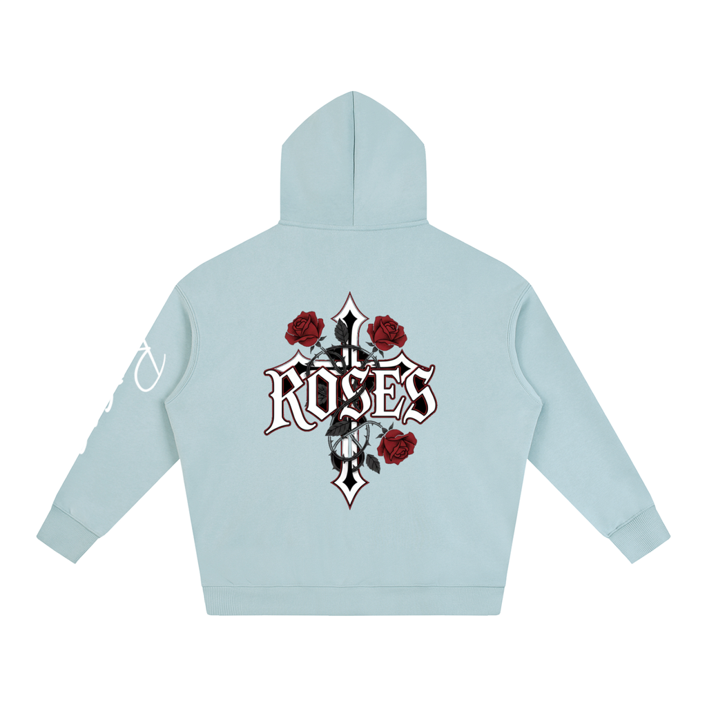 Oversize Fleeced Hoodie "Real Roses"