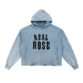 Vintage Washed Frayed-Hem Hoodie "Loving all"