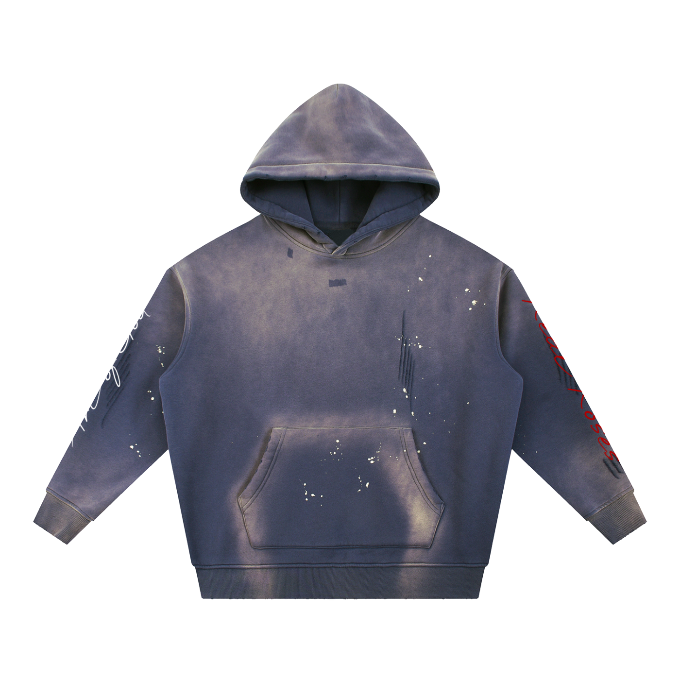 Vintage Washed Frayed Fleece Hoodie " Art of God Feel the Bloom x Real Roses"