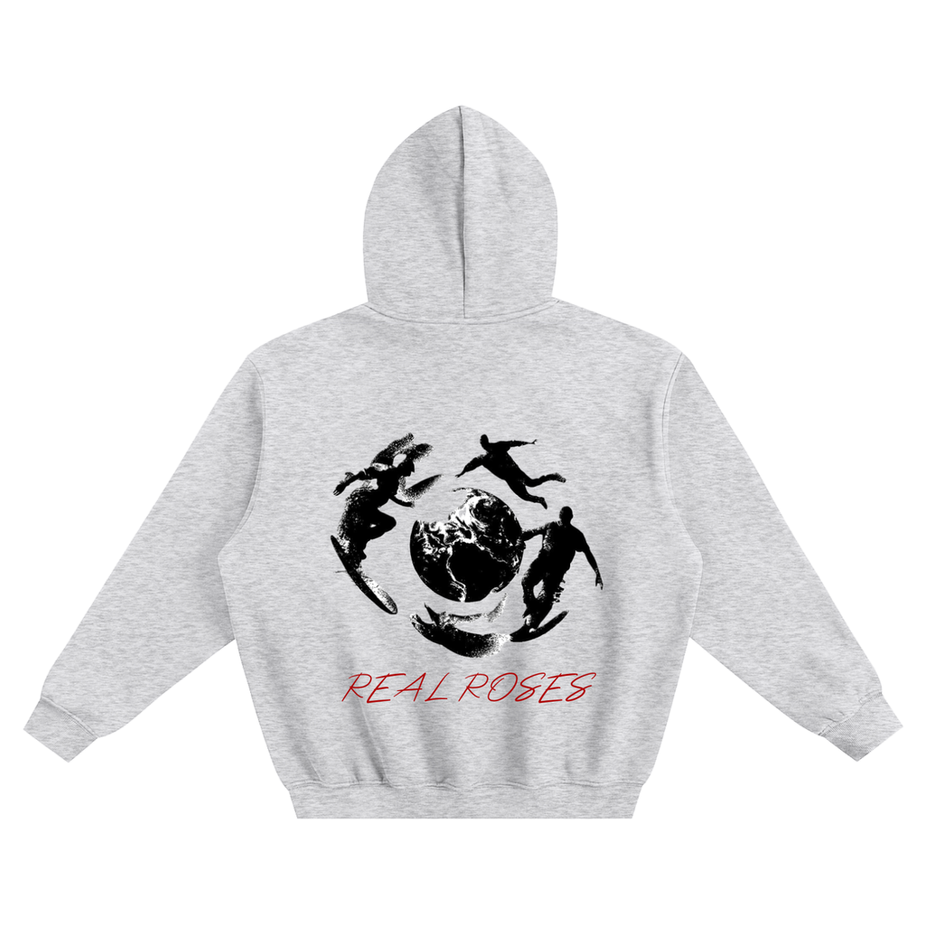 Fleeced Boxy Hoodie "GLOBE x REAL ROSES"