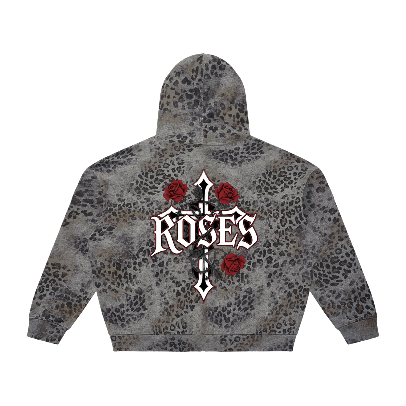 Unisex Vintage Wash Leopard Full Zip Hoodie "Real Roses x Art of God"